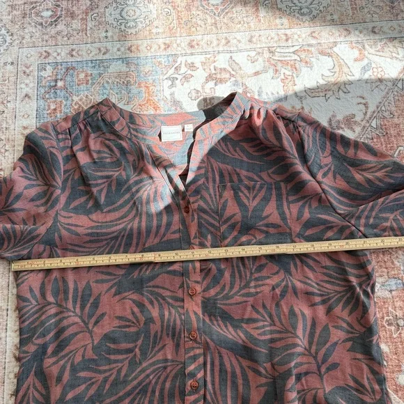 Zac & Rachel Multicolor Leaf Print Button-Down Shirt - Picture 7 of 8